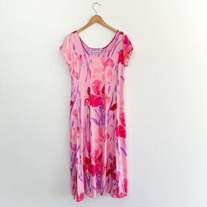 Jams World Women’s Pink Cotton Candy Abstract Watercolor Maxi Dress